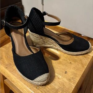 Black Wedge Espadrilles